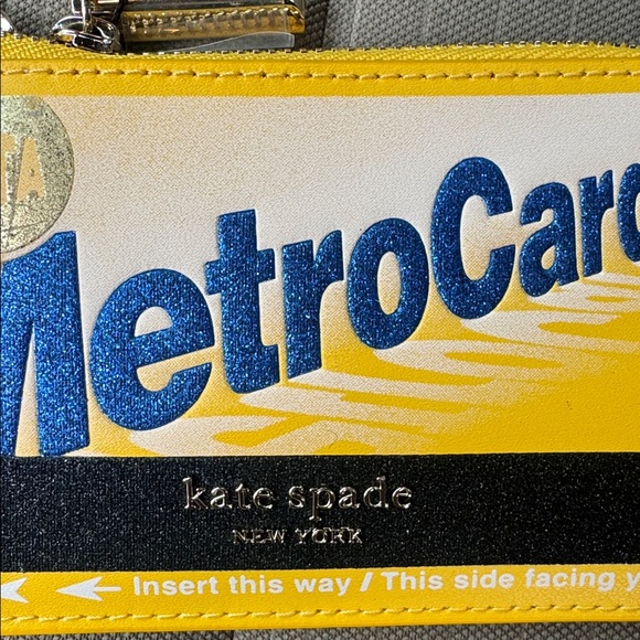 Kate Spade On a Roll Yellow and Blue MetroCard Zip Cardholder - Picture 3 of 7